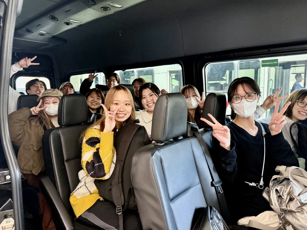 Students in transport van