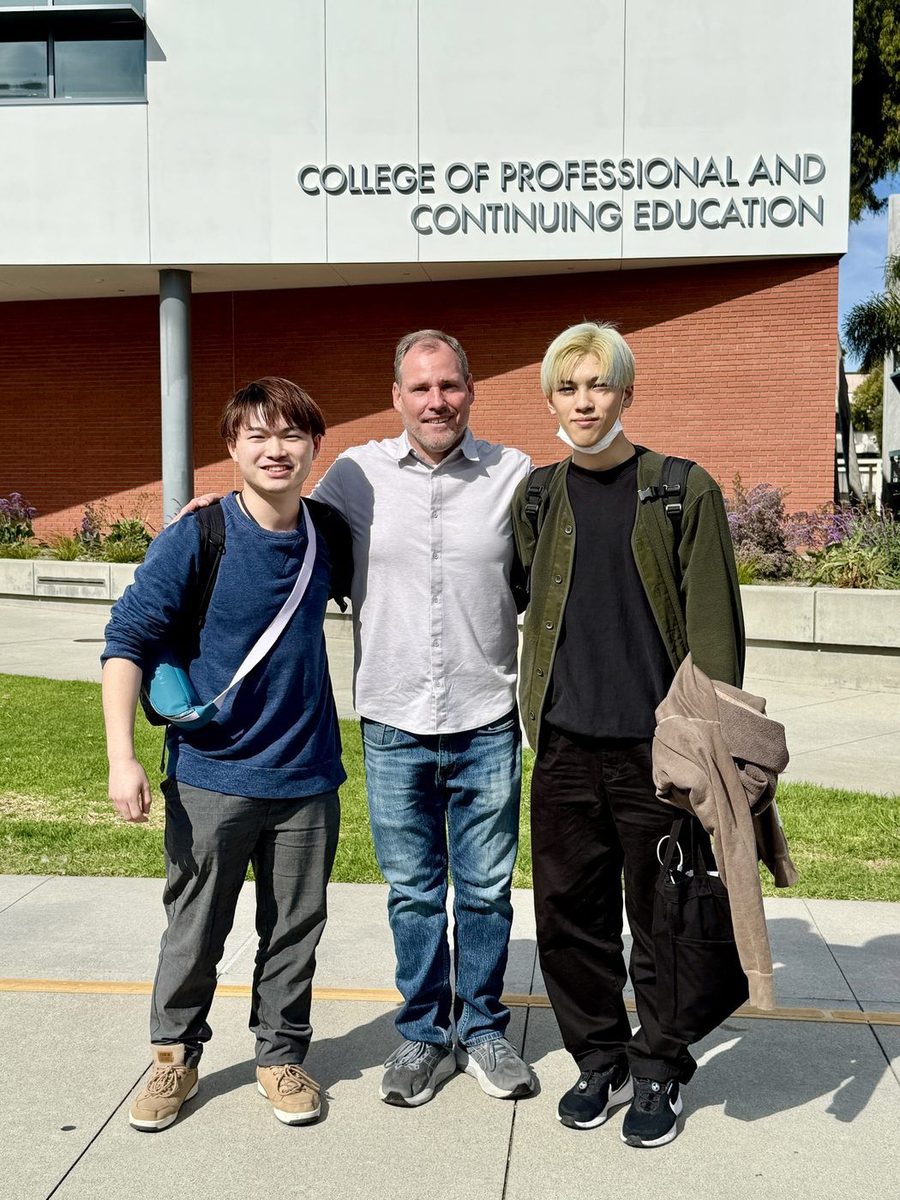 Host with two international students at Orange Coast College