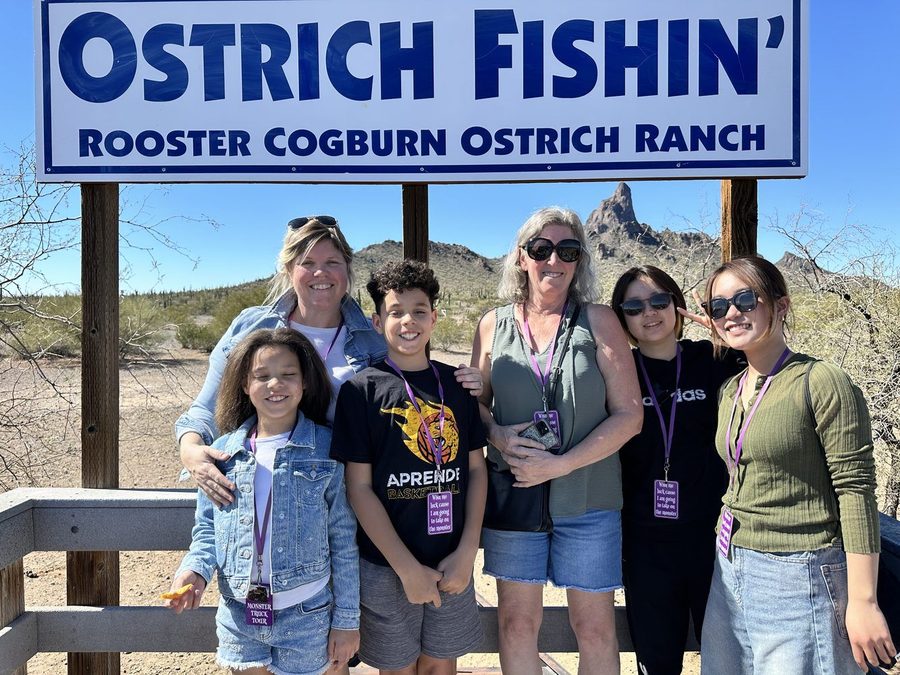 Host families with students at Ostrich Ranch